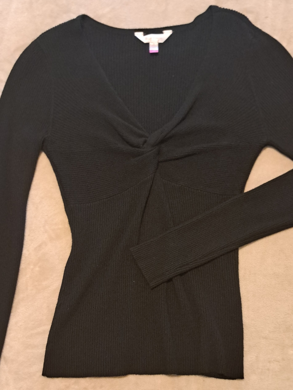 No Boundaries Black Twist-Front V-Neck Sweater